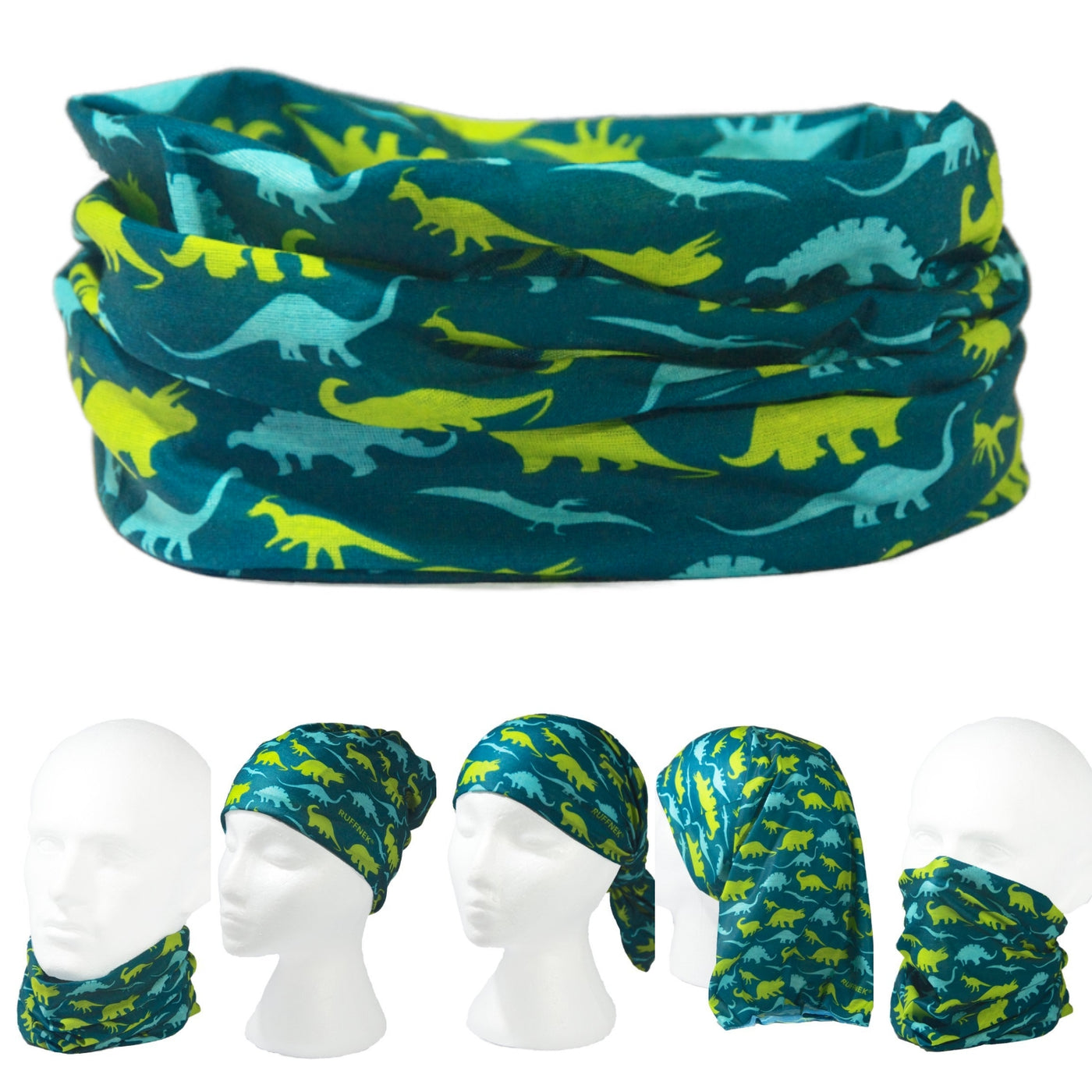 Echarpe Snood Dinosaures verte pour enfants